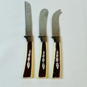 Regent Sheffield Charcuterie Knives Brown Leaves x3